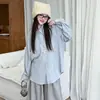 Conjunto Completo de Punto Estilo Coreano Otoño Estilo Perezoso Suéter Camisa Azul Pantalones de Pierna Ancha Sensación Relajada Conjunto Casual para Niñas