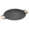 Grelha de Pedra Maifan para Uso Doméstico, Antiaderente, Grelha de Placa de Ferro, Panela de Churrasco Coreana, Compatível com Fogões de Indução e Fogões a Gás, Panela de Churrasco para Exterior