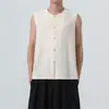Verão 2026 Nova Roupa Masculina Transfronteiriça Estilo Chinês Algodão e Linho Hanfu Amazon Tamanho Grande Moda Fivela de Cobre Colete Masculino