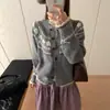 Abrigo de punto estilo Fair Isle retro atmosférico para mujer, nuevo otoño/invierno, corte holgado, elegante y versátil, cárdigan de punto