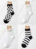 Calcetines de Seda con Rayas y Corazones Estilo Japonés, Calcetines Transparentes Transpirables de Encaje hasta Media Pantorrilla, Venta Directa del Fabricante