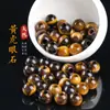 Jingdian Jewelry Piedra Natural Ojo de Tigre Amarillo Agujero Grande Cuentas Sueltas Accesorios para Joyería DIY Cuentas Espaciadoras para Pulseras Venta Caliente Transfronteriza