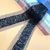 Nuevos Accesorios para el Cabello con Base de Malla Bordado de Lentejuelas y Perlas Encaje Adornos para Sombreros Accesorios para Ropa de Escenario 6.5CM de Ancho