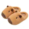 Pantuflas de Algodón de Invierno para Niños con Diseño de Capibara para Niños y Niñas, Cálidas y Forradas de Felpa, Antideslizantes, para Niños de Edad Media, Uso en Casa, Zapatos Cerrados de Algodón