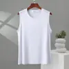 Colete Masculino Plus Size Gola Redonda Modal Verão Novo Fino Cor Sólida Solto Casual Roupa de Dormir Roupa Íntima Simples