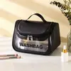 Bolsa de maquiagem de PVC transparente, bolsa portátil de armazenamento de artigos de higiene para viagem, à prova d'água, grande capacidade, simples e de alta qualidade