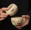 Caneca Master de Cerâmica Verde Fogo Vintage Caneca de Chá Girassol Conjunto de Chá Kung Fu Glacê de Caramelo Caneca Individual Uso Doméstico Tigela de Chá Chinesa