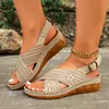 Nuevas Sandalias de Cuña con Tiras Cruzadas 2026 para Mujer, Verano, Comercio Exterior Transfronterizo, Talla Grande, Sandalias Ligeras de Suela Gruesa al por Mayor 43