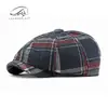 Amazon Sombreros Hombres Sombrero Octagonal Versátil Clásico Boina de Cuadros Mujeres Sombrero de Boina Retro Británico de Periódico Tendencia