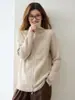 Cardigã de malha de cashmere espesso de sete agulhas para mulheres, gola alta, mangas raglan, estilo casual solto, jaqueta versátil com zíper