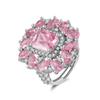 Anillo Huasheng Nuevo de Plata S925 de Gama Alta con Circonita 8A, Lujo Ligero, Versátil y Personalizado