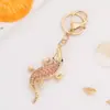 Llavero de Lagarto con Pedrería Colgante de Gecko de Metal Encanto de Animal con Personalidad Llavero Creativo para Coche Venta al por Mayor