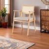 Silla de Comedor Nórdica de Madera Maciza y Ratán Silla de Hotel Antigua Media Casual con Reposabrazos y Respaldo Silla Moderna Simple para Restaurante Oficina