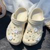 Acessórios para Sapatos Furados Flor de Sapato Fivela de Sapato diy Flor de Íris Vintage Decoração de Pérola Acessórios Removível Ajuste Atacado