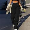 Pantalones Cargo de Pierna Recta de Cintura Alta Adelgazantes Holgados con Múltiples Bolsillos y Botones para la Moda Callejera de Mujeres Europeas y Americanas