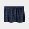 Calzoncillos bóxer de algodón puro para hombre, holgados y cómodos para dormir en casa, amigables con la piel, transpirables, suaves, a cuadros, bóxers para hombre