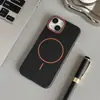 Funda Oficial de Cuero Liso con Textura TPU para Teléfono Móvil Adecuada para Apple 1615Promax Delgada Círculo Magnético Anti-Caída Cubierta Protectora