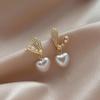 Brincos Coreanos Fofos de Coração Irregular Coelho Amor Pérola Brincos Femininos Leves de Luxo Elegantes Brincos Ano do Coelho