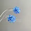 Brincos de Tarraxa Flor Gota d'Água Azul Mar Profundo para Mulheres, Hortênsia Azul-Roxo Iluminadora, Presilha de Orelha Indolor, Acessórios de Brinco para Viagens de Férias