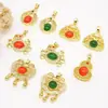 Colgante Antiguo de Oro Microincrustado Zirconia Candado de Paz y Buena Suerte Colgante de Cangrejo Cadena de Suéter DIY Collar Accesorios de Joyería