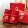 Toalha de casamento algodão atacado caixa de presente brinde toalha vermelha celebração palavra de bênção de casamento palavra longevidade LOGO bordado