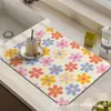 Esterilla absorbente de tierra de diatomeas para escurrir en la cocina, diseño fresco y simple con patrones de plantas y flores, secado rápido, antideslizante, resistente a la suciedad, disponible para venta al por mayor