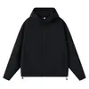 Sudadera con capucha de invierno y otoño con patrón de diamantes, tejido de doble capa, dobladillo con cordón, cierre de cremallera, logotipo personalizado, chaqueta de trabajo casual de corte holgado