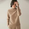 Suéter de cachemira para mujer, cuello alto medio, tres hilos, grueso, suelto, estilo perezoso, otoño e invierno 2024, suéter básico de punto