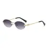 Gafas de Sol Nuevas 2025 Ovaladas Sin Marco Gafas de Sol Retro Europeas y Americanas Forma Cóncava de Moda Gafas de Sol de Estilo Callejero