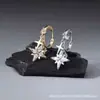 Pendientes de Aro con Colgante de Estrella de Cuatro Puntas de Circonita, Pendientes de Lujo de Alta Gama, Pendientes para Mujer, Pendientes de Aro