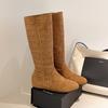 Botas Largas Caladas Estilo Francés para Mujer, Nuevas Botas de Moda Versátiles para Otoño 2025 que Aumentan la Altura, Botas de Caballero por Encima de la Rodilla