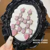Gema Flor de Hielo Padparadscha Pendientes de Flor Gota de Agua Anillo Estilo Dulce de Princesa Set de Lujo de Gama Alta