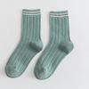 Medias Nuevas para Mujer Primavera Transpirables Trenzadas Media Caña Calcetines de Algodón de Media Caña de Tres Rayas de Color Sólido para Mujer