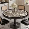Mantel Redondo Estilo Americano, Mantel Redondo Grande de Cuero de Lujo Ligero y de Gama Alta para Mesa de Café, Resistente al Aceite e Impermeable, Mantel para Mesa de Comedor sin Lavado