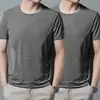 [Entrega rápida] Camiseta masculina de seda gelada de verão, gola redonda, secagem rápida, manga curta, respirável, tamanho grande, tops esportivos masculinos soltos