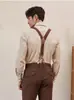 Camisa de Hombre Vintage a Rayas con Caída, Estilo Británico Francés, Moderna Versátil Sin Planchar Camisa para Padrinos de Boda