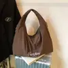 Bolsa Tote Perezosa Estilo Coreano para Mujer Verano 2025 Simple Cuadros Letra Clase Viaje Hombro Axila Bolso de Moda