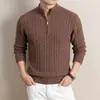 Suéter cálido engrosado para hombre con 630 gramos de lana, suéter de lana tejido jacquard de media cremallera otoño e invierno 2026