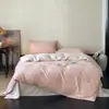 Juego de Cuatro Piezas de Jacquard de Algodón Teñido en Hilo de Alta Calidad Lujo Ligero Sábana Bajera de Algodón Puro Funda de Edredón Apta para Dormir Desnudo en la Cama