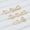 Anillo Titular de Cristal Zirconia Color-Preservante Chapado en Oro 14K Lazo Flor Pequeña Abalorio Anillo de Perlas Hecho a Mano DIY Accesorios