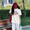 Camiseta de Algodón Puro Talla Grande Americana de Manga Corta para Mujer 2025 Nuevo Verano Holgada de Media Manga Moda y Versátil Ropa