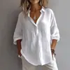 Camisa Casual Suelta de Manga Larga con Cuello en V de Color Sólido Estilo Europeo y Americano Primavera/Verano 2026 Camisa de Mujer Amazon