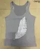 Verano Deportes Casual Diario Básico Ajustado Sin Mangas Top Sencillo Estampado de Plumas Chifón para Mujer