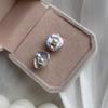 Brincos de pérola barroca em forma de pétala feminina S925 prata pino vintage simples brincos de pétala de pérola natural de água doce