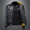 Invierno europeo 90% plumón de pato blanco cuello redondo brillante chaqueta de plumón moda abrigo cálido para hombre Y19811