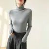 Suéter de gola alta tricotado slim fit para mulheres, outono e inverno, camada interna slim fit, camada base tricotada, suéter com gola franzida, branco, tamanho único