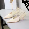 198 Sandalias de tiras en el talón para mujer, estilo europeo y americano, modernas, con punta fina, escote en V poco profundo, tacón fino, cómodas y sexys