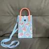 Bolso de Teléfono Móvil a Cuadros para Mujer Bolso Cruzado de Hombro Pequeño Lindo Ligero Bolso Tejido Bolso de Punto