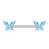 Comercio Electrónico Transfronterizo de Amazon Joyería para Piercing de Pezón Recto de Acero Inoxidable Anillo para Pezón de Mariposa con Incrustación de Circonita de Cobre Venta al por Mayor