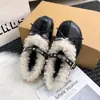 Sapatos de algodão Mocassins Aumento da altura interna Outono e Inverno Novo Estilo Sapatos peludos Feminino Quente Sapatos tipo feijão Mary Janes Franceses 2026 Com veludo